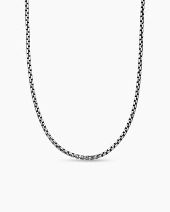 Box Chain Necklace|Sterling Silver with 14K Yellow Gold Accent, 2.7mm