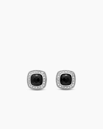 Petite Albion® Stud Earrings|Sterling Silver with Black Onyx and Diamonds, 5mm