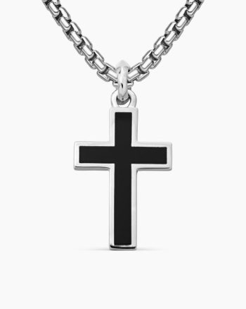 Exotic Stone Cross|Sterling Silver with Black Onyx, 23mm