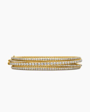 Pavé Crossover Three Row Bracelet|18K Yellow Gold with Diamonds, 11mm