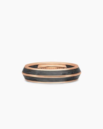 Knife Edge Band Ring|18K Rose Gold with Forged Carbon, 6mm