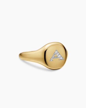 DY Initial Pinky Ring|18K Yellow Gold with Diamond A, 9.8mm