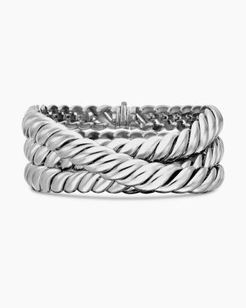 Sculpted Cable Triple Wrap Bracelet|Sterling Silver, 8.5mm