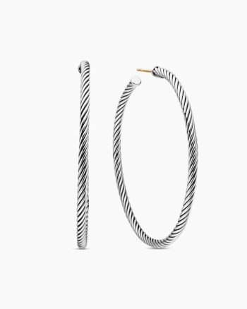 Cable Hoop Earrings|Sterling Silver, 2.5in
