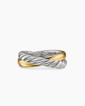 Crossover Two Row Rotating Ring|Sterling Silver with 14K Yellow Gold, 7mm