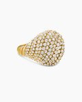 Sculpted Cable Pinky Ring|18K Yellow Gold with Diamonds, 13mm