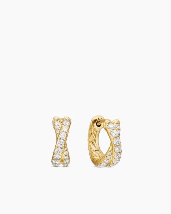 Pavé Crossover Hoop Earrings|18K Yellow Gold with Diamonds, 12mm