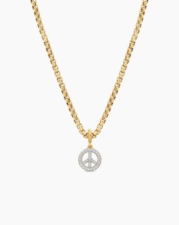 Peace Sign Amulet|18K Yellow Gold with Diamonds, 11mm