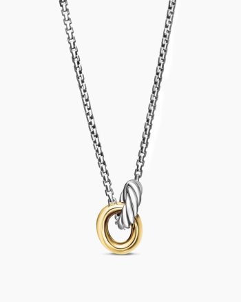 Petite Cable Linked Necklace|Sterling Silver with 14K Yellow Gold, 15mm