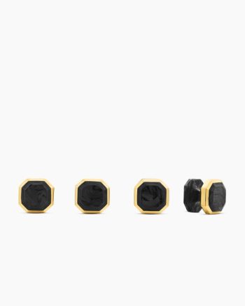 Streamline® Tuxedo Studs|18K Yellow Gold with Forged Carbon, 10.8mm