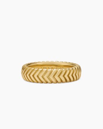 Chevron Band Ring|18K Yellow Gold, 6mm