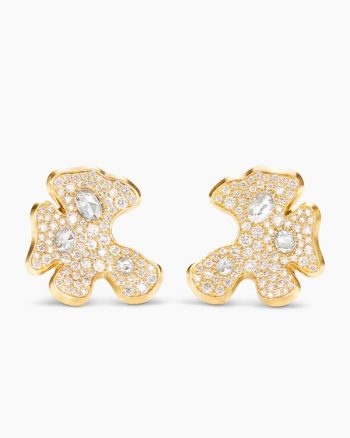 Petals Stud Earrings|Yellow Gold with Diamonds